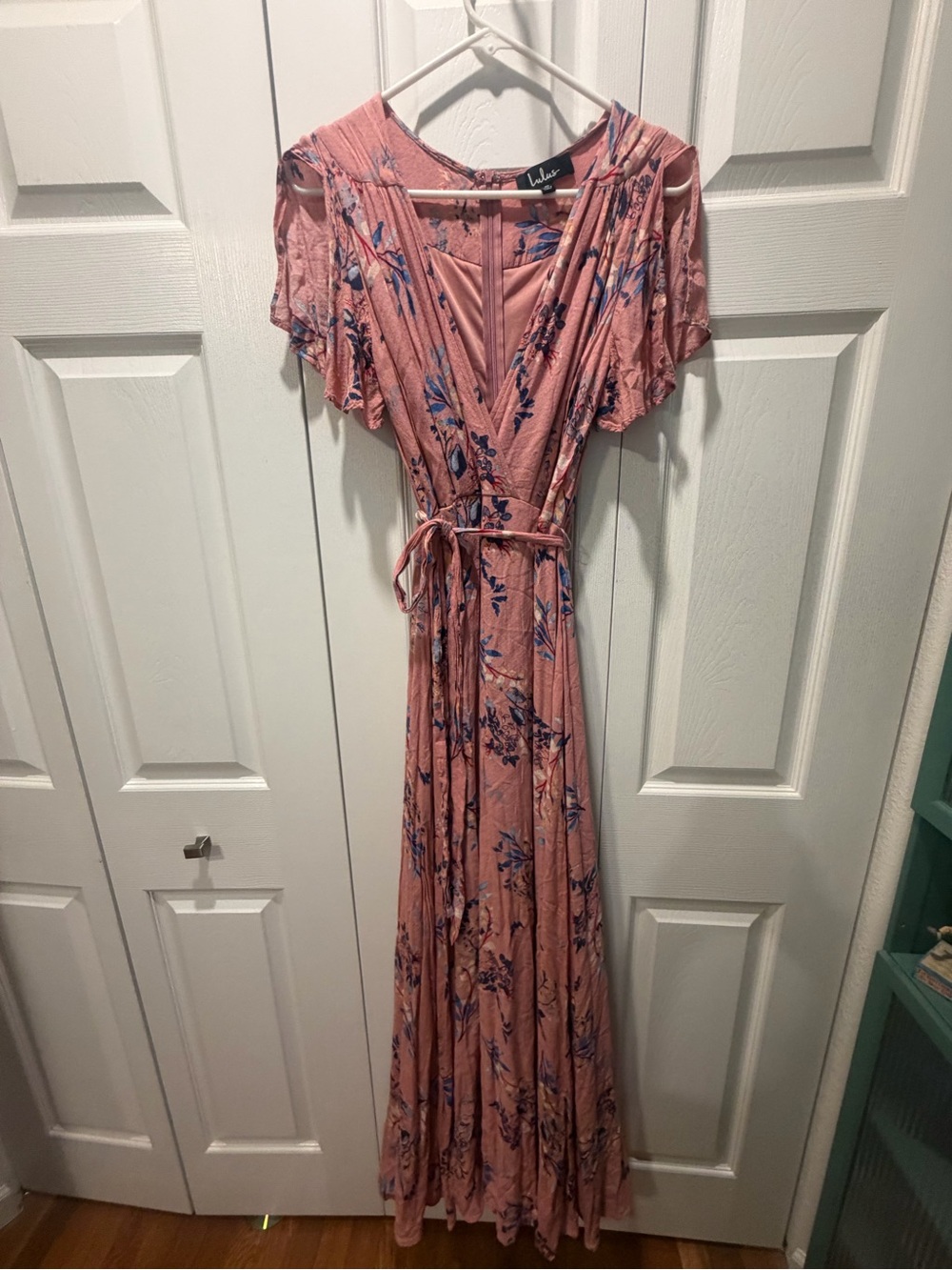 Lulu's Dusty Pink Floral Wrap Maxi Dress